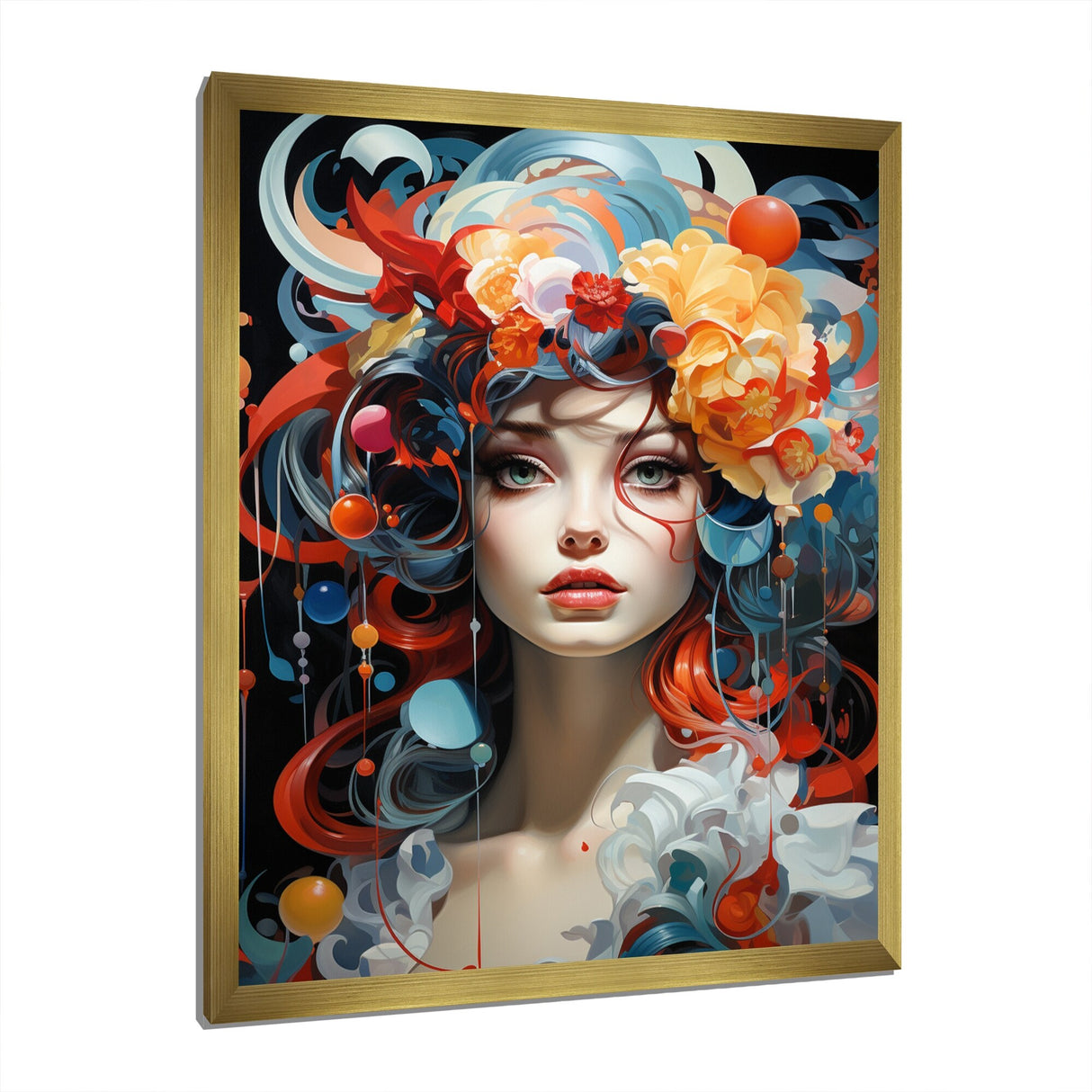 Designart "Glam Surreal Woman Portrait II" Fashion Framed Canvas Prints