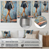 Designart "Glamorous Gait Painting Of Woman'S Heels III" Fashion Woman Metal Art Blue Wall Décor Modern Metal Art Work