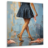 Designart "Glamorous Gait Painting Of Woman'S Heels III" Fashion Woman Metal Art Blue Wall Décor Modern Metal Art Work