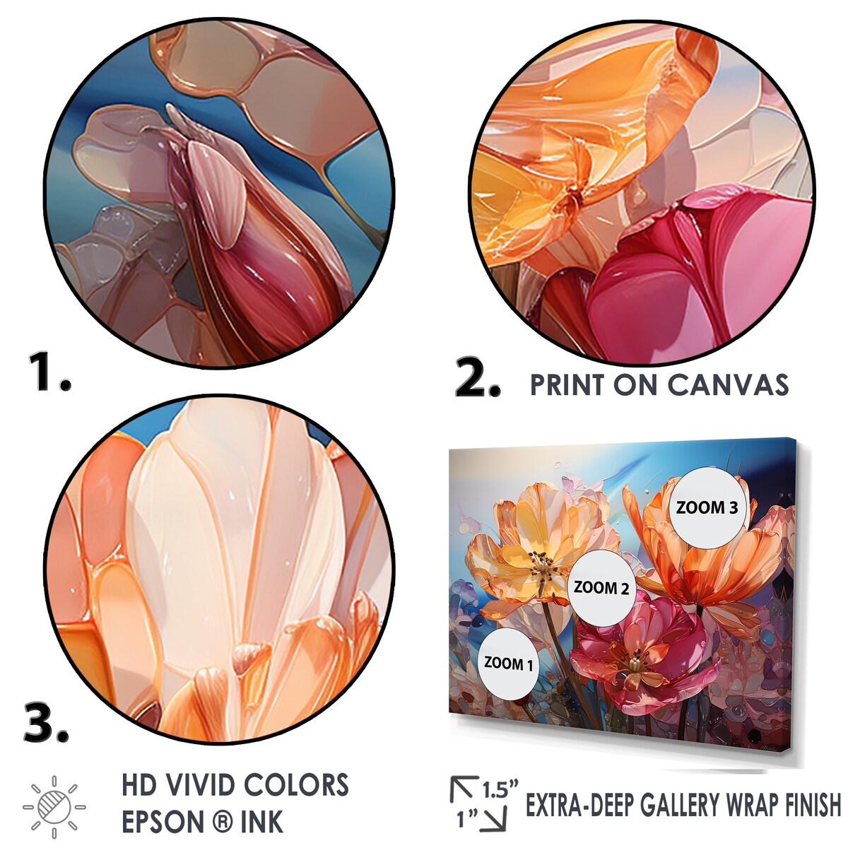 Designart "Glass Tulips Liquid Art " Tulips Wall Art