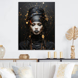 Designart "Gold And Black Elegance African Beauty III" African Woman Metal Wall Art - Gold Wall Décor Modern Metal Art