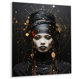 Designart "Gold And Black Elegance African Beauty III" African Woman Metal Wall Art - Gold Wall Décor Modern Metal Art