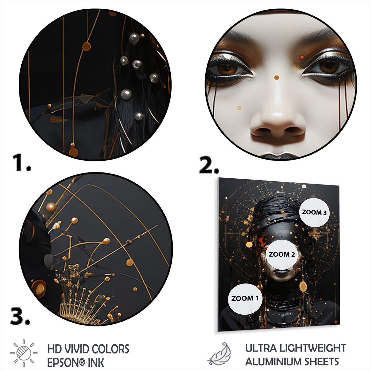 Designart "Gold And Black Elegance African Beauty III" African Woman Metal Wall Art - Gold Wall Décor Modern Metal Art