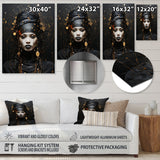 Designart "Gold And Black Elegance African Beauty III" African Woman Metal Wall Art - Gold Wall Décor Modern Metal Art