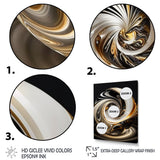 Designart "Gold And Black Stained Glass Spiral II" Modern Spiral Canvas Art Print - 3 Panels