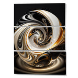 Designart "Gold And Black Stained Glass Spiral II" Modern Spiral Canvas Art Print - 3 Panels