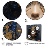 Designart "Gold And Blue Egyptian Tribal Woman Queen III" Woman Egyptian Gold - Glam Bedroom Framed Canvas Wall Art