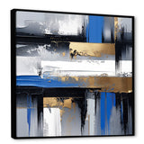 Designart "Gold And Blue Paint Elegance II" Abstract Collages Gold Wall Decor - Modern Living Room Framed Canvas Art