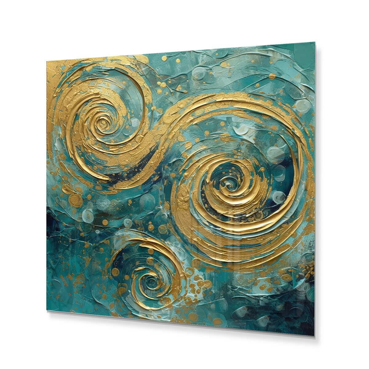 Designart "Gold And Green Power Of Abstraction" Modern Geometric Metal Wall Art