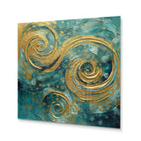 Designart "Gold And Green Power Of Abstraction" Modern Geometric Metal Wall Art