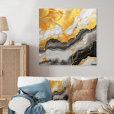 Designart "Gold And Grey Abstract Marble Mirage II" Marble Wall Decor - Gold Metal Wall Décor Modern Metal Art Work
