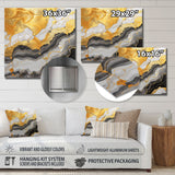 Designart "Gold And Grey Abstract Marble Mirage II" Marble Wall Decor - Gold Metal Wall Décor Modern Metal Art Work