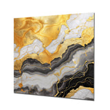 Designart "Gold And Grey Abstract Marble Mirage II" Marble Wall Decor - Gold Metal Wall Décor Modern Metal Art Work