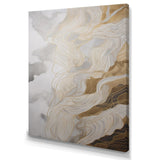 Designart "Gold And Grey Abstracted Line Artistry Iii" Minimalism Line Art Canvas Print