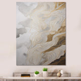 Designart "Gold And Grey Abstracted Line Artistry Iii" Minimalism Line Art Canvas Print