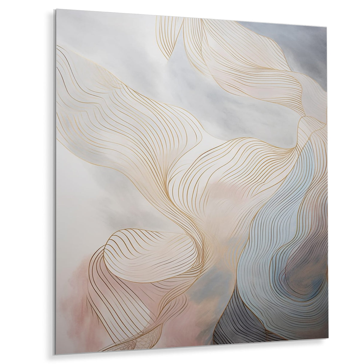 Designart "Gold And Grey Line Art In Motion II" Minimalism Line Art Metal Wall Art