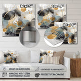 Designart "Gold And Grey Modern Shapes Minimalism II" Abstract Modern Shapes Gold Metal Wall Art Modern Metal Art Work