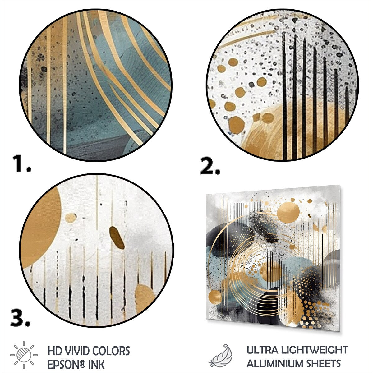 Designart "Gold And Grey Modern Shapes Minimalism II" Abstract Modern Shapes Gold Metal Wall Art Modern Metal Art Work