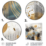 Designart "Gold And Grey Modern Shapes Minimalism II" Abstract Modern Shapes Gold Metal Wall Art Modern Metal Art Work