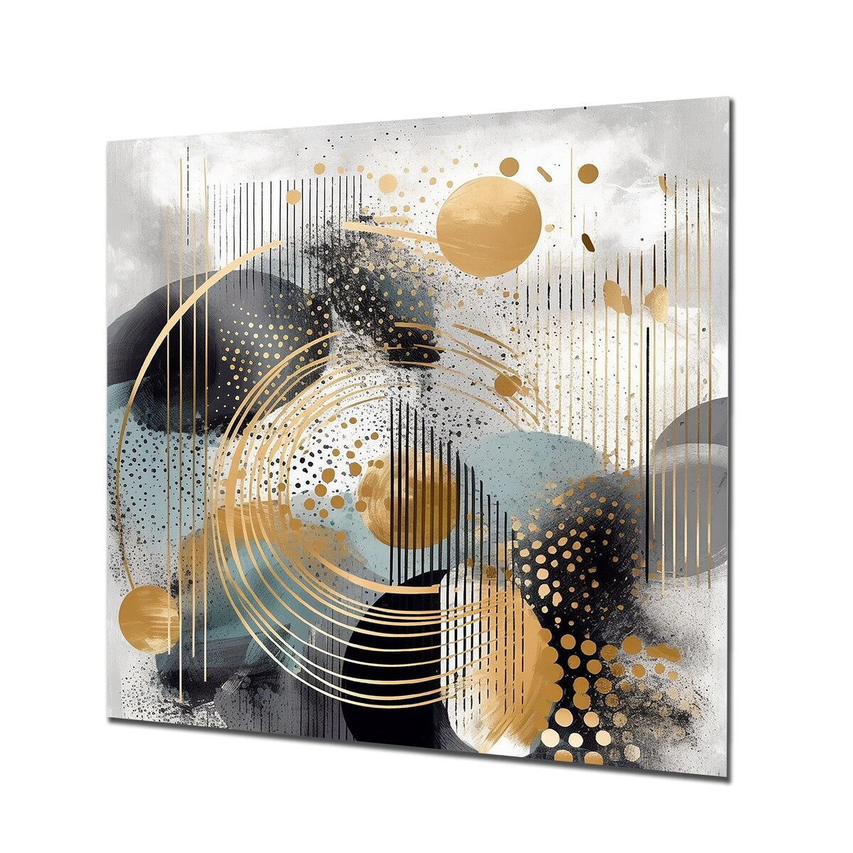 Designart "Gold And Grey Modern Shapes Minimalism II" Abstract Modern Shapes Gold Metal Wall Art Modern Metal Art Work