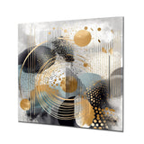 Designart "Gold And Grey Modern Shapes Minimalism II" Abstract Modern Shapes Gold Metal Wall Art Modern Metal Art Work