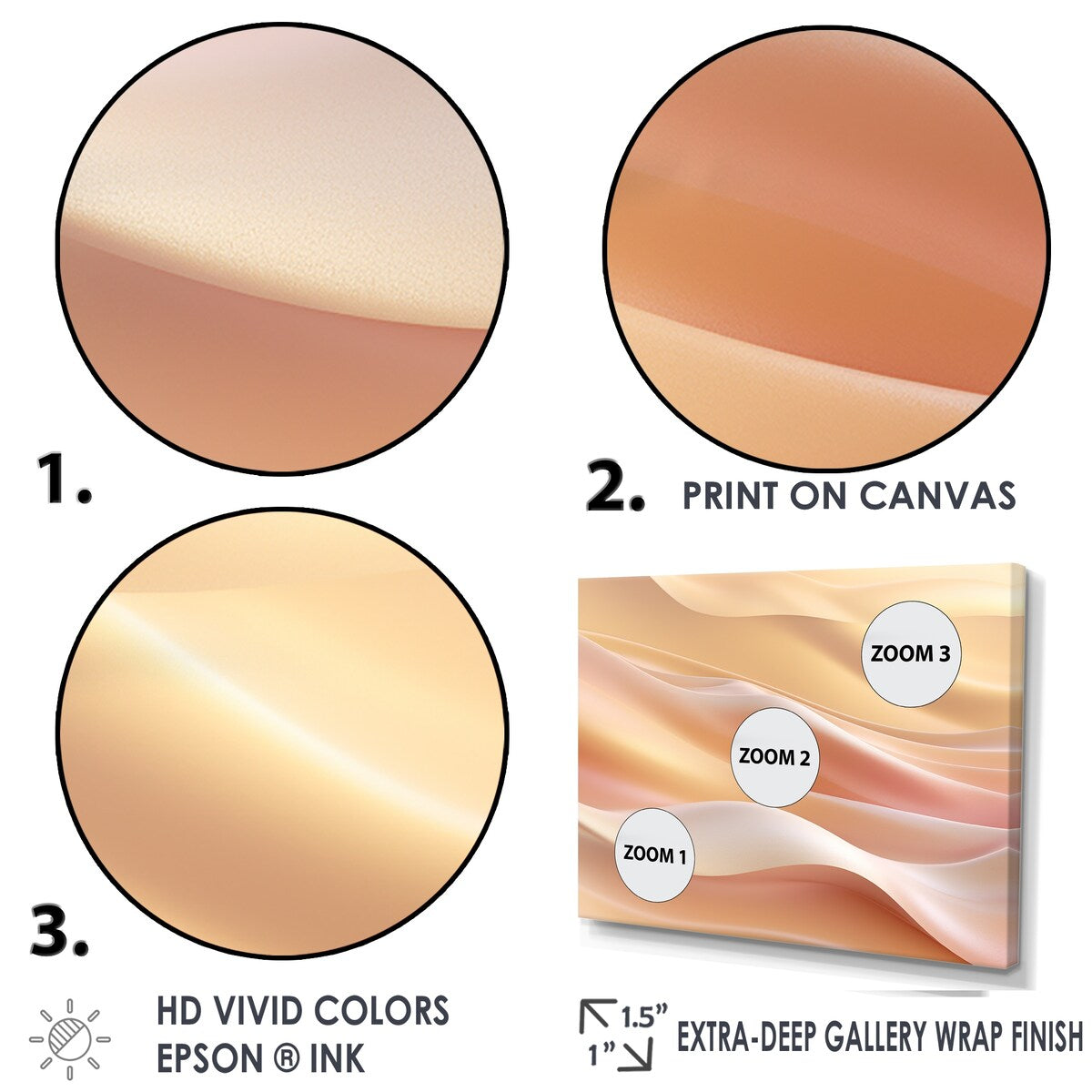 Designart "Gold And Pink Soft Wave Fusion" Abstract Shapes Framed Canvas Wall Art