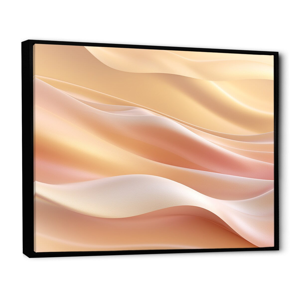 Designart "Gold And Pink Soft Wave Fusion" Abstract Shapes Framed Canvas Wall Art