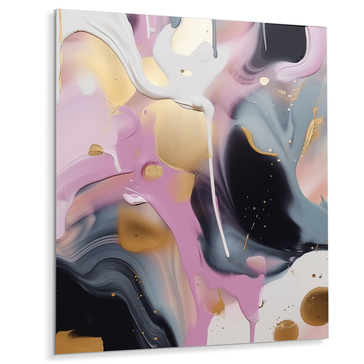 Designart "Gold And Pink Swirl Ink III" Abstract Marble Metal Wall Art