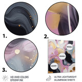 Designart "Gold And Pink Swirl Ink III" Abstract Marble Metal Wall Art