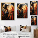 Designart "Gold And Sapphire Woman Elegance I" Woman Wall Art Gold - Modern Wrapped Canvas For Hallway Décor