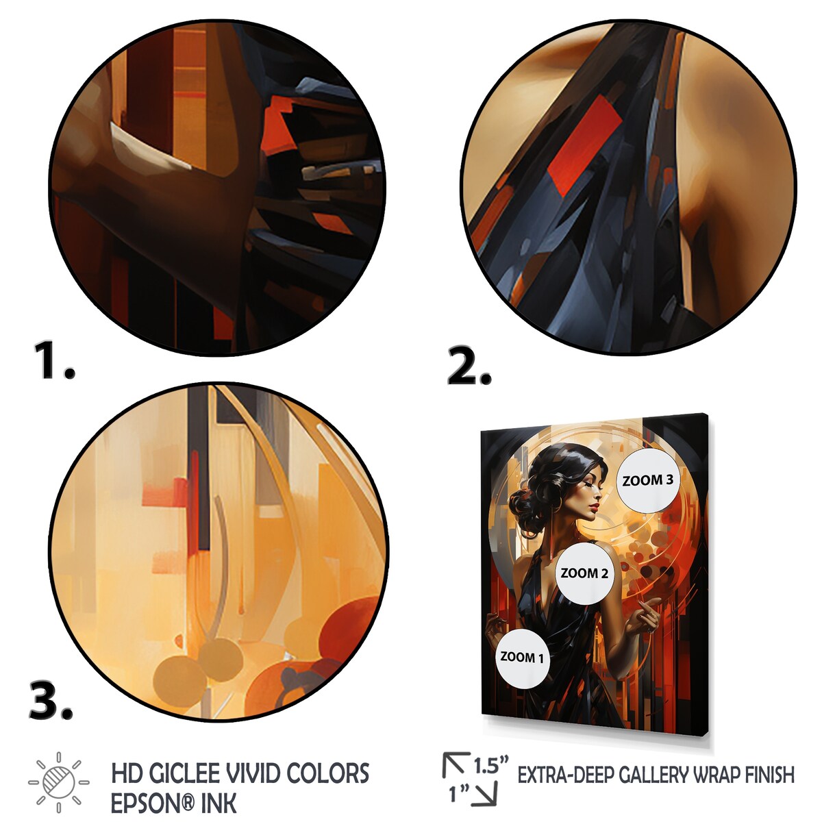 Designart "Gold And Sapphire Woman Elegance I" Woman Wall Art Gold - Modern Wrapped Canvas For Hallway Décor