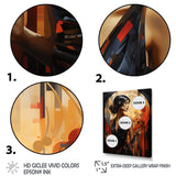 Designart "Gold And Sapphire Woman Elegance I" Woman Wall Art Gold - Modern Wrapped Canvas For Hallway Décor
