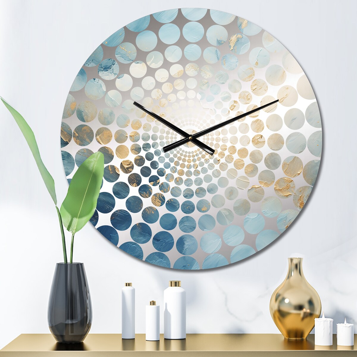 Designart "Gold And White Marble Geode" Gold Abstract Marble Clocks Modern Wall Clocks For Living Room Décor