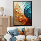 Designart "Gold Blue Desert Mirage Spiral" Abstract Spirals Framed Wall Art Prints