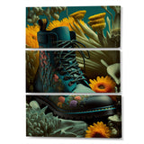 Designart "Gold Champagne Heel II" Fashion Shoes Canvas Art Print - 3 Panels