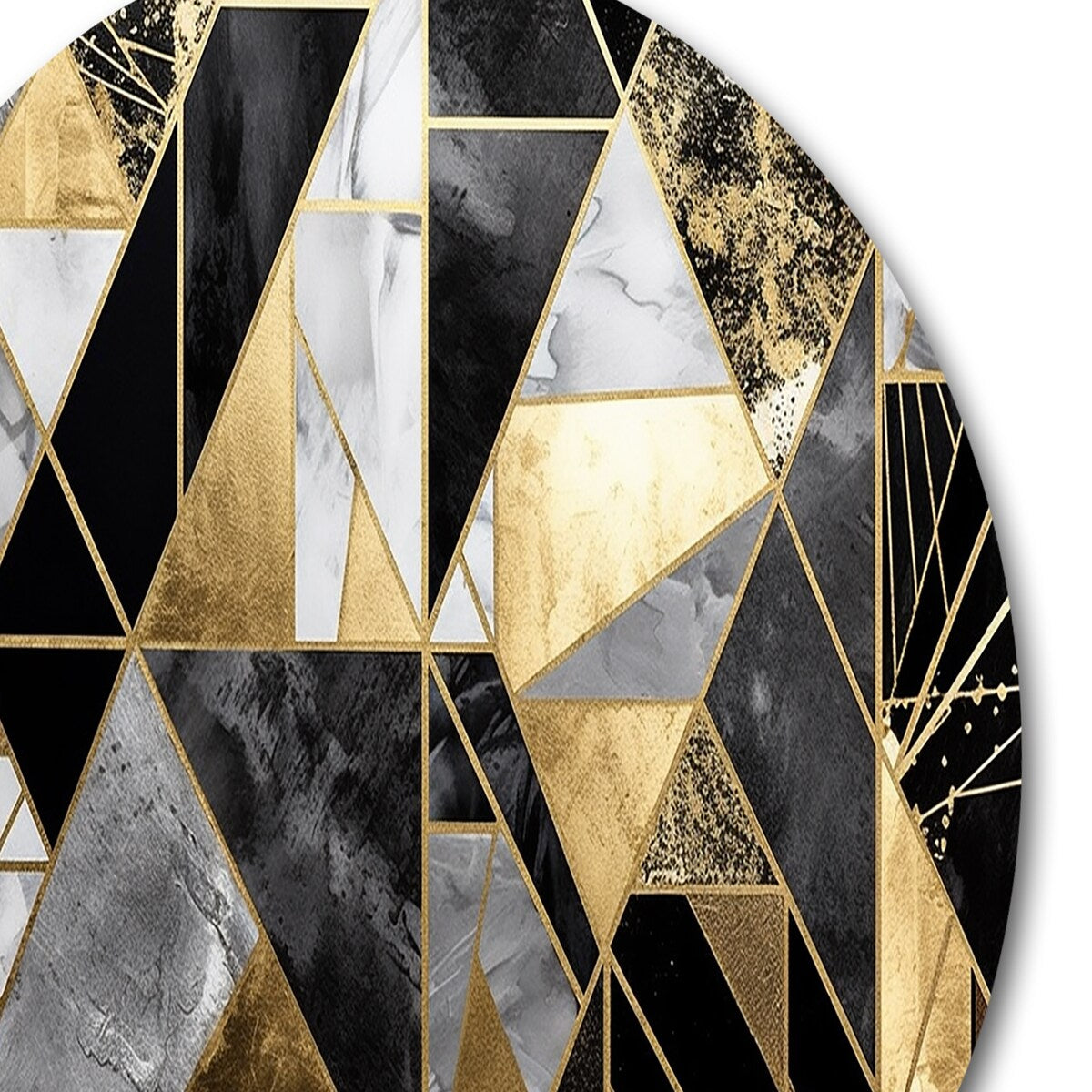 Designart "Gold Geometric Order I" Modern Geometric Metal Round Wall Art