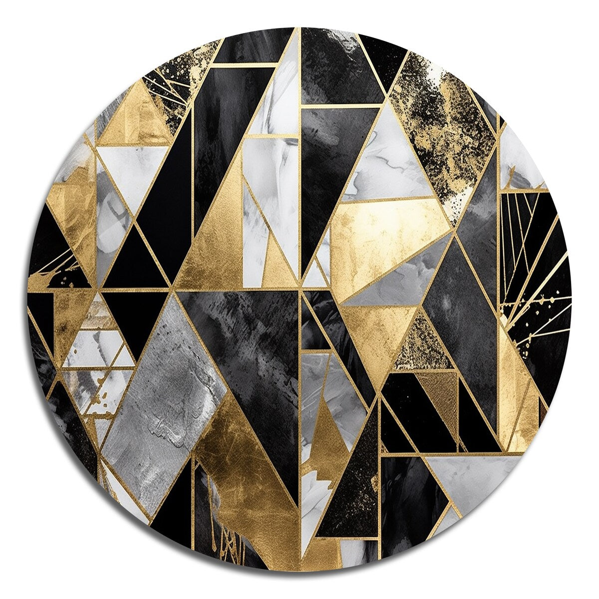 Designart "Gold Geometric Order I" Modern Geometric Metal Round Wall Art
