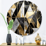 Designart "Gold Geometric Order I" Modern Geometric Metal Round Wall Art