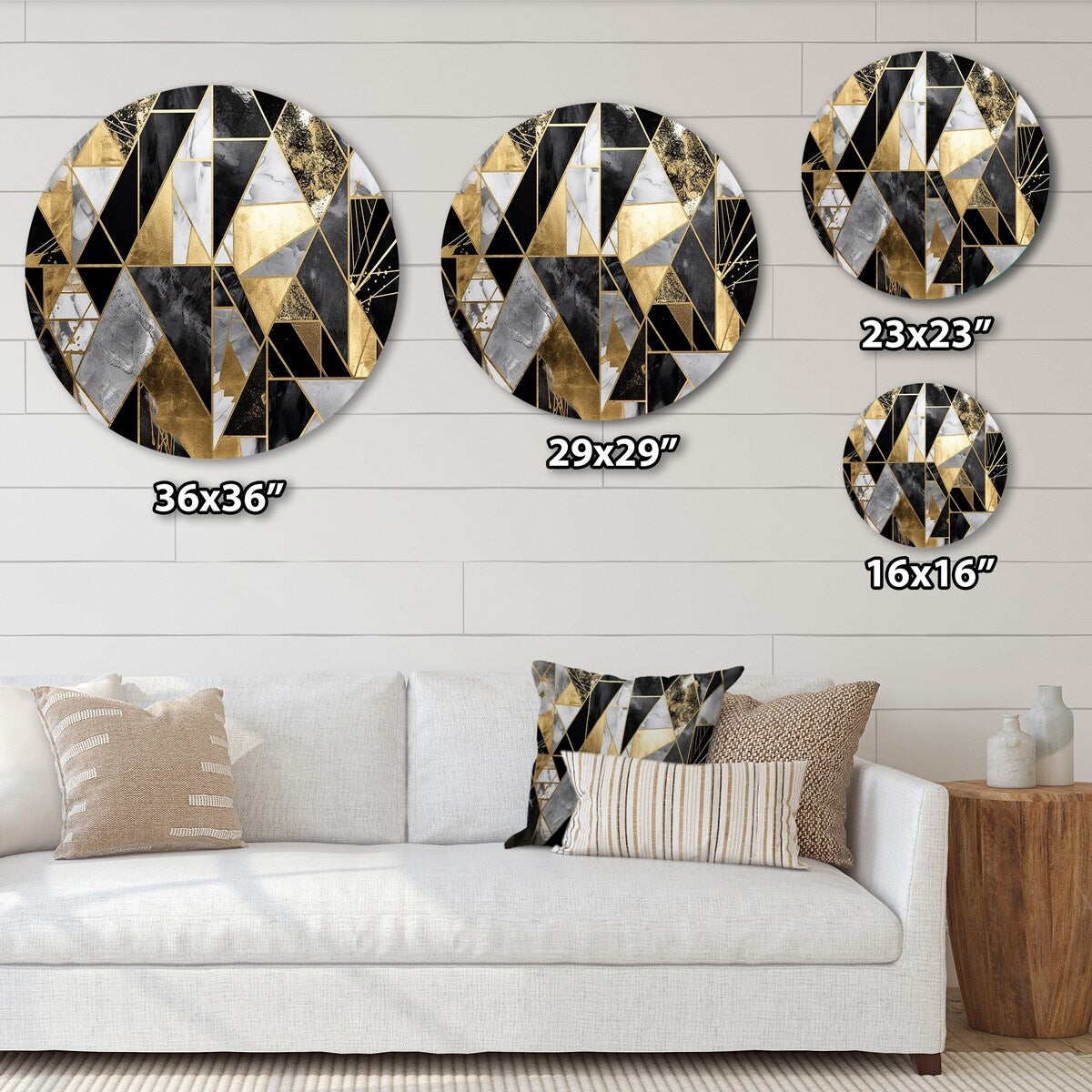 Designart "Gold Geometric Order I" Modern Geometric Metal Round Wall Art