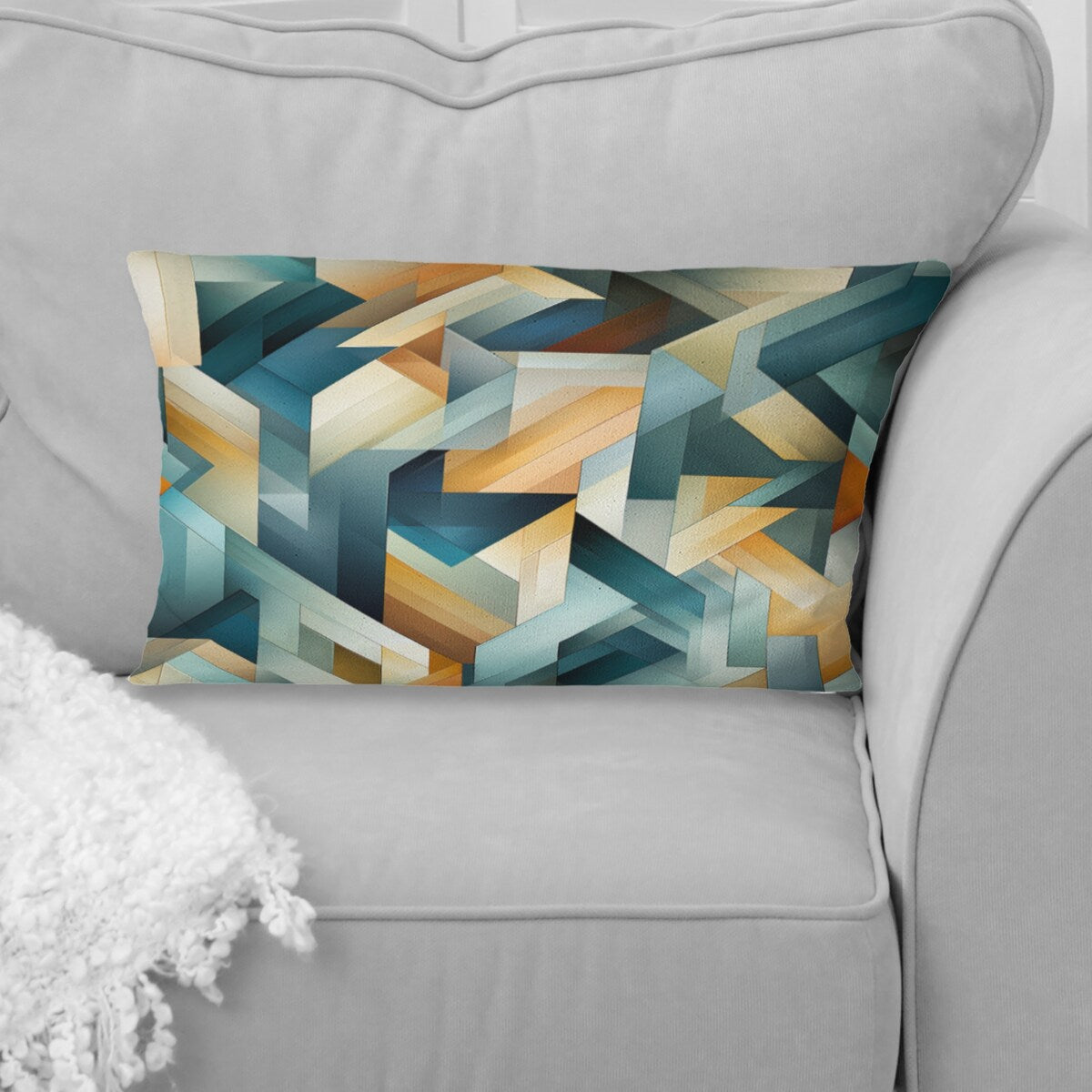 Designart "Gold Mystical Geometry Lines Symmetry" Geometric Printed Throw Pillow