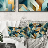 Designart "Gold Mystical Geometry Lines Symmetry" Geometric Printed Throw Pillow