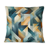 Designart "Gold Mystical Geometry Lines Symmetry" Geometric Printed Throw Pillow