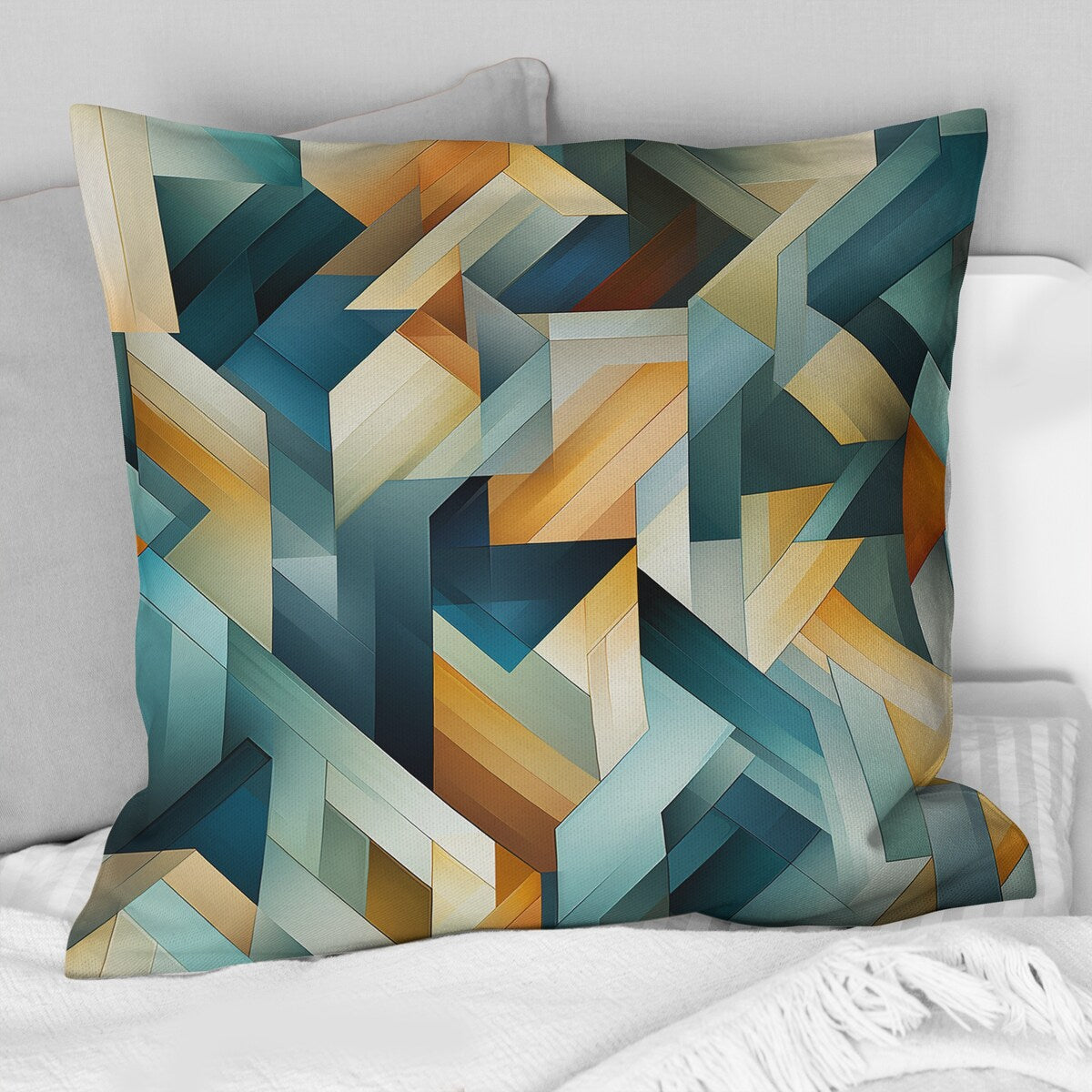 Designart "Gold Mystical Geometry Lines Symmetry" Geometric Printed Throw Pillow