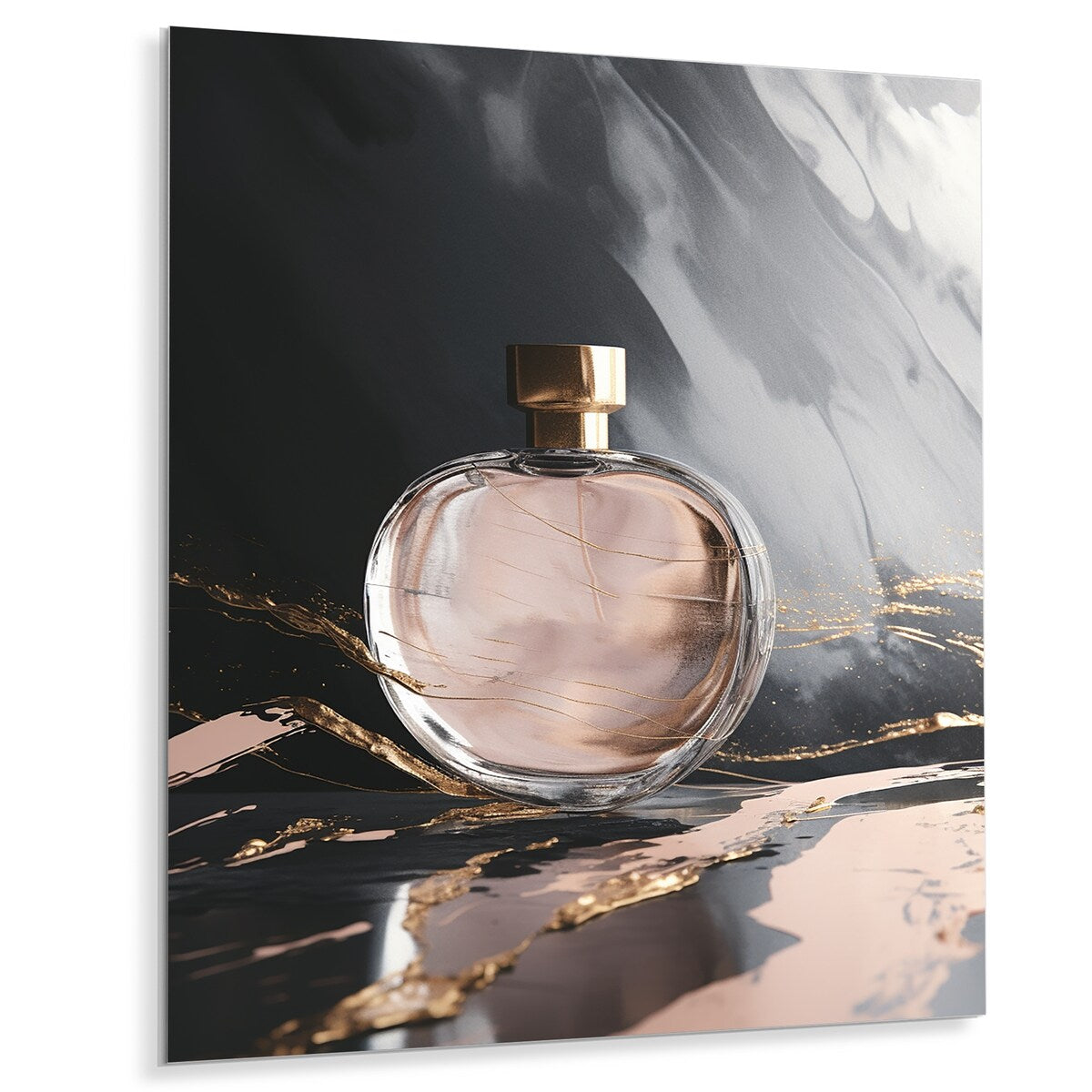 Designart "Gold Perfume Couture I" Fashion Perfume Metal Wall Art