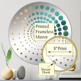Designart "Gold Teal Oceans Alchemy Spiral I" Abstract Spirals Gold Wall Mirror - Modern Wall Art Mirror For Bathroom