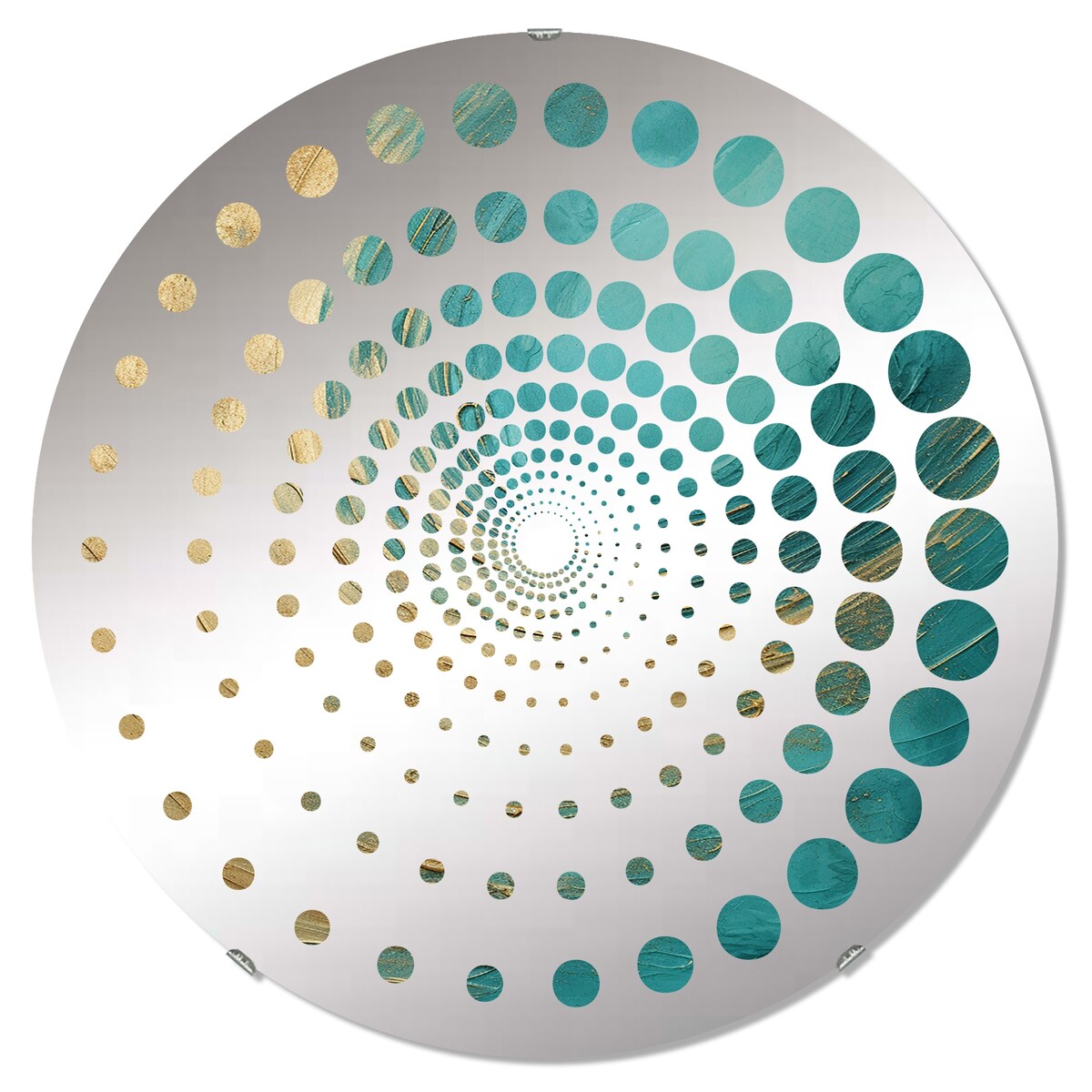 Designart "Gold Teal Oceans Alchemy Spiral I" Abstract Spirals Gold Wall Mirror - Modern Wall Art Mirror For Bathroom