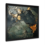 Designart "Golden And Green Terrazzo Marble Elegance II" Abstract Marble Green - Modern Bedroom Framed Canvas Wall Art