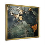Designart "Golden And Green Terrazzo Marble Elegance II" Abstract Marble Green - Modern Bedroom Framed Canvas Wall Art