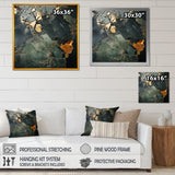 Designart "Golden And Green Terrazzo Marble Elegance II" Abstract Marble Green - Modern Bedroom Framed Canvas Wall Art