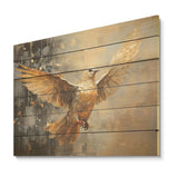 Designart "Golden Dove Grace" Dove Wood Wall Decor - Modern Gold Wood Panel On Natural Pine Wood